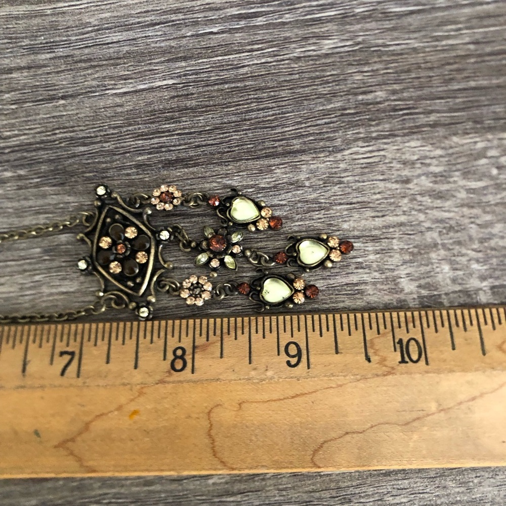 Vtg 90s Drop Necklace with Flower Design - Picture 7 of 8